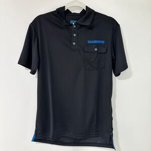 Shimano Workshop Polo Short Sleeve Mens Small Black Blue Performance